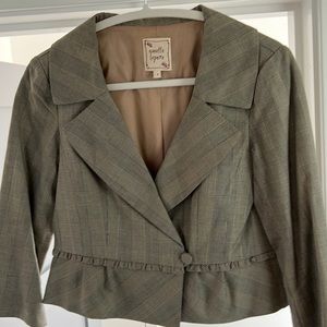 Nanette Lepore Crop Plaid Ruffle Jacket Size 4